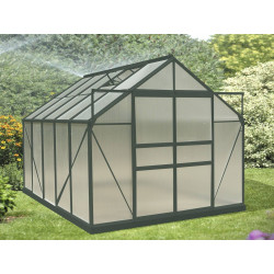 Serre jardin aluminium - avec base et 2 fenêtres / 7,44 m2 - HABRITA