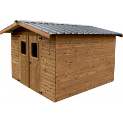 Abri THERMA en bois -  10,60 m² - sans plancher - toit double pente bac acier de marque HABRITA, référence: J4610700