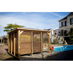 Pool house Blueterm avec ventelles 3,50 x 3,50 m - bois thermochauffé - toit ACP - HABRITA