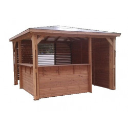 Pool house Blueterm 3,50 x 3 m - bois thermochauffé - parois, ventelles et comptoirs - HABRITA