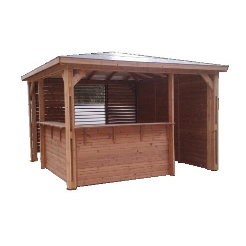 Pool house Blueterm 3,50 x 3 m - bois thermochauffé - parois, ventelles et comptoirs - HABRITA