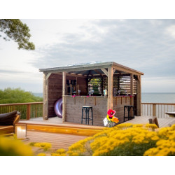 Pool house Blueterm 3,50 x 3 m - bois thermochauffé - parois, ventelles et comptoirs - HABRITA