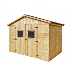 Abri en panneaux de bois 16 mm - surface utile 5,41 m² - double porte - sans plancher de marque HABRITA, référence: J5404300