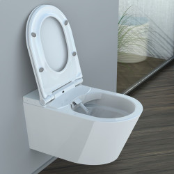 WC lavant électronique CESARI, suspendu, sans bride, avec abattant slim - Schütte