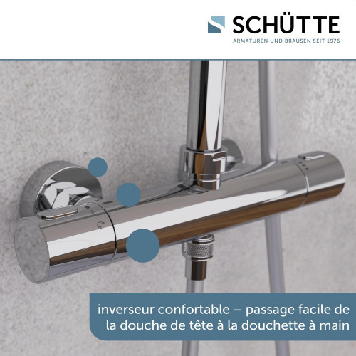 Système de douche avec mitigeur thermostatique  AQUADUCT , chromé - Schütte