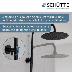 Système de douche avec mitigeur thermostatique AQUADUCT, noir mat - Schütte
