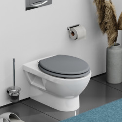 Abattant WC en MDF SPIRIT GREY  avec frein de chute, gris mat, emballage brun e-commerce de marque Schütte, référence: B8375600