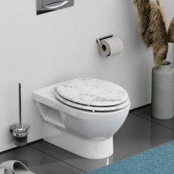 Abattant WC en MDF MARMOR STONE avec frein de chute, emballage brun e-commerce de marque Schütte, référence: B8376000