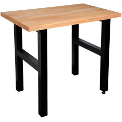 Table de travail Hobby 1000 mm – Établi bois hêtre massif et pieds acier de marque Pinié, référence: B8379800