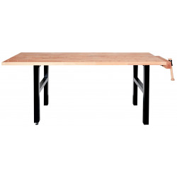 Établi de bricolage 2000 mm avec étau – Plateau hêtre massif et pieds acier de marque Pinié, référence: B8380300