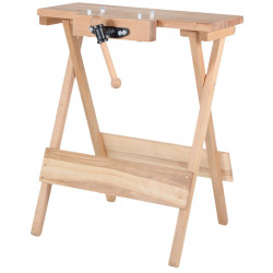 Établi pliant mobile - hêtre massif 800 x 100 x 1000 mm – 1 presse – perçage 19 mm de marque Pinié, référence: B8381100
