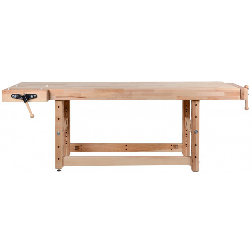 Banc de travail charges lourdes 2500 mm – Plateau hêtre 120 mm – 2 étaux - Pinié