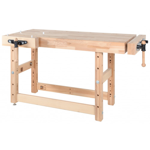 Établi menuiserie 1500 mm – Plateau hêtre 120 mm – Étaux double broche - Pinié