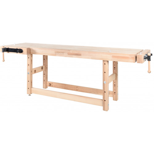 Banc de travail menuiserie 2500 mm – Plateau hêtre 120 mm – 2 étaux double broche - Pinié