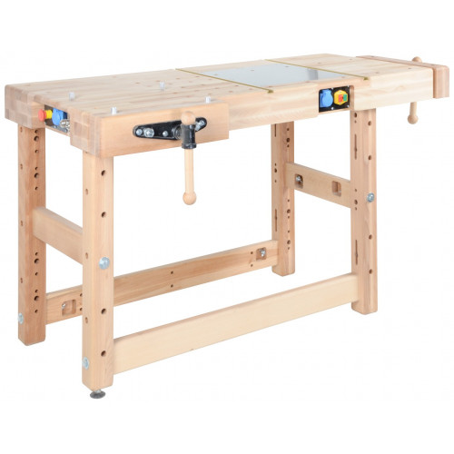 Établi Profi Power 1650 mm – Fixation outils et aspiration intégrée - Pinié