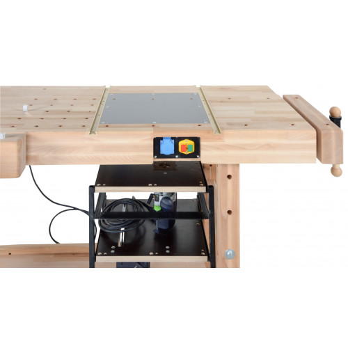 Établi Profi Power 2500 mm – Fixation outils électroportatifs et aspiration intégrée - Pinié