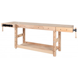 Base d’établi menuiserie 2500 mm – Plateau hêtre 120 mm – Étau longitudinal Bench13 de marque Pinié, référence: B8384800