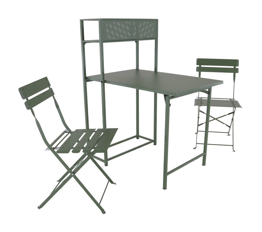 Set table avec 2 chaises pliantes Balcon en acier