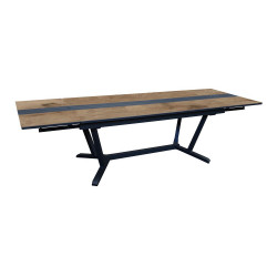 Table de jardin extensible Galleo en aluminium/hpl/lattes alu - 180/230/280 - graphite/chêne - PROLOISIRS
