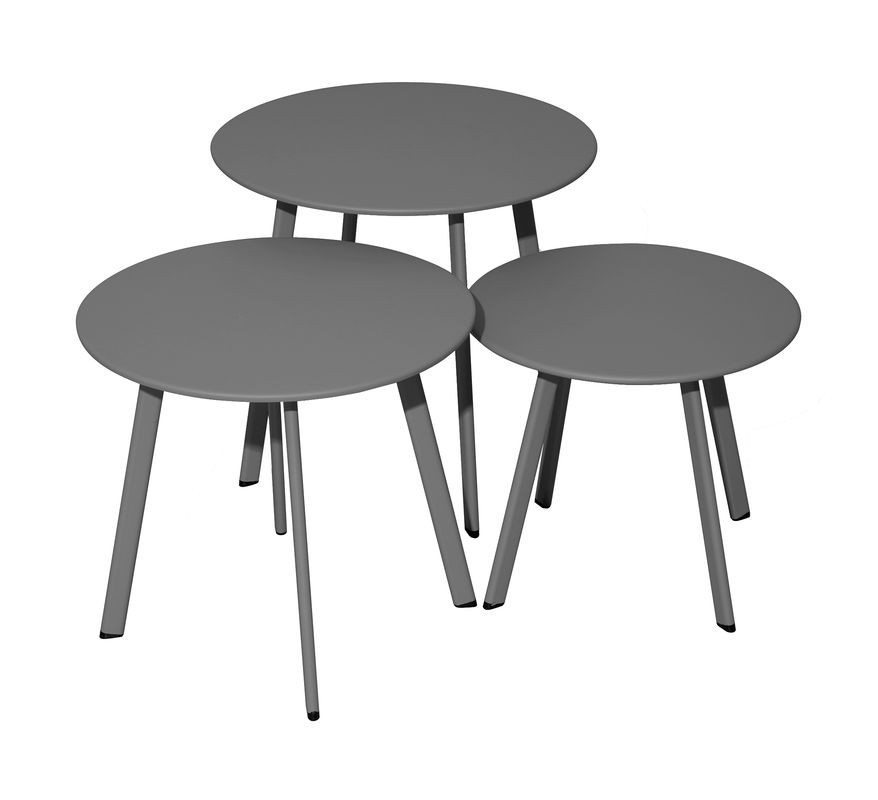 PROLOISIRS Lot 3 tables basses Massaï en acier diamètre 404550 cm - vue 2