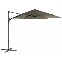 Parasol en acier déporté push up à 6 baleines - diamètre 300 cm - taupe - PROLOISIRS