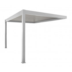 Pergola bioclimatique adossée Zéphir manuelle aluminium/lames - blanc - 3 x 4 m - PROLOISIRS