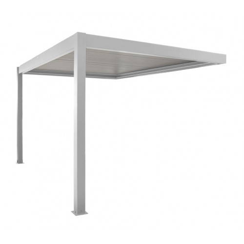Pergola bioclimatique adossée Zéphir manuelle aluminium/lames - blanc - 3 x 4 m - PROLOISIRS