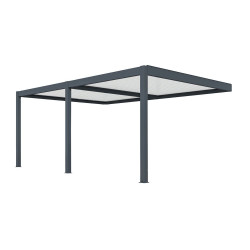 Pergola bioclimatique adossée Zéphir motorisée aluminium/lames - grey - 6 x 4 m - PROLOISIRS