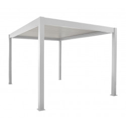 Pergola bioclimatique autoportée Zéphir motorisée aluminium/lames - blanc - 3 x 4 m - PROLOISIRS