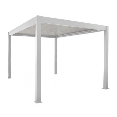 Pergola bioclimatique autoportée Zéphir motorisée aluminium/lames - blanc - 3 x 4 m - PROLOISIRS