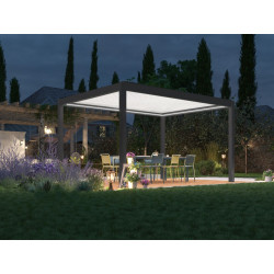 Pergola bioclimatique autoportée Zéphir motorisée aluminium/lames - blanc - 3 x 4 m - PROLOISIRS
