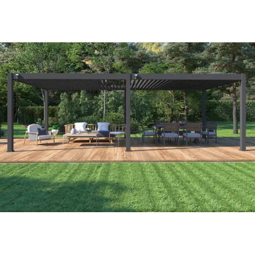 Pergola bioclimatique Ombréa autoportante 4x8M - Anthracite - S1 - Ombréa