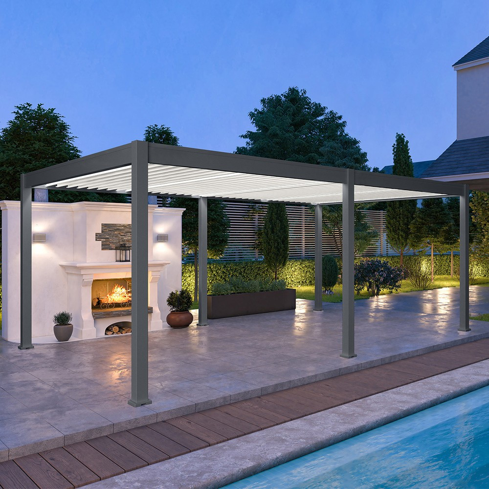 Pergola bioclimatique motorisée Ombréa autoportante 4x6M - vue 2