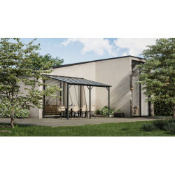Pergola adossée Harmonie  3 X 4.2M - Anthracite de marque Pergofrance, référence: J8378900