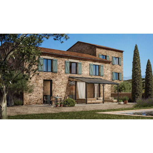Pergola adossée Harmonie  3 X 5.5M - Anthracite - Pergofrance