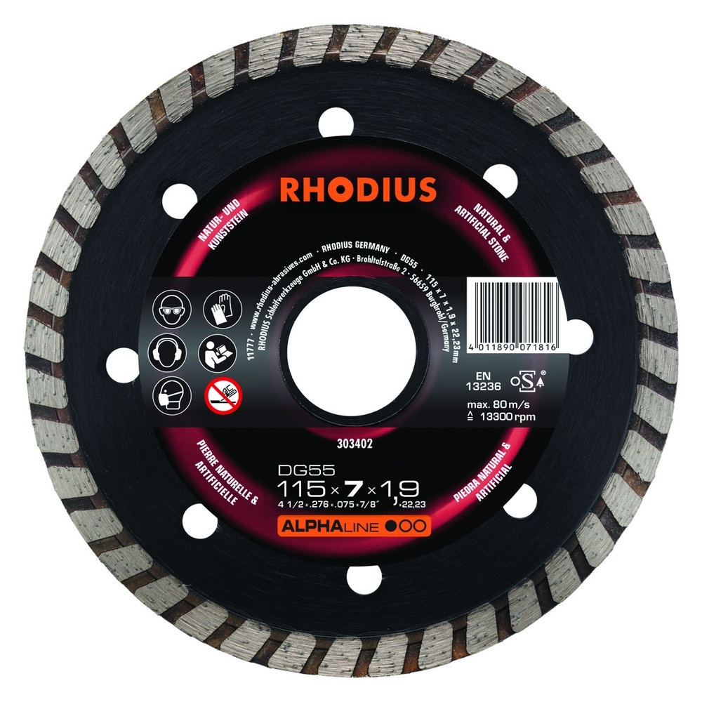 Disque de tronçonnage diamant ALPHALINE DG55 115mm Granit Haute performance