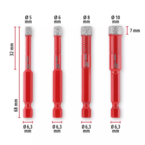 Coffret de forets diamantés XS-CASE , 4 pièces - EINHELL