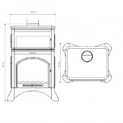 Poêle à bois - modèle CUELLAR HORNO VIS - 13,78 kW - jusqu'à 277 m³ - H.100 x L.44 x P.55 cm - Classe énergétique A - Eider Biomasa