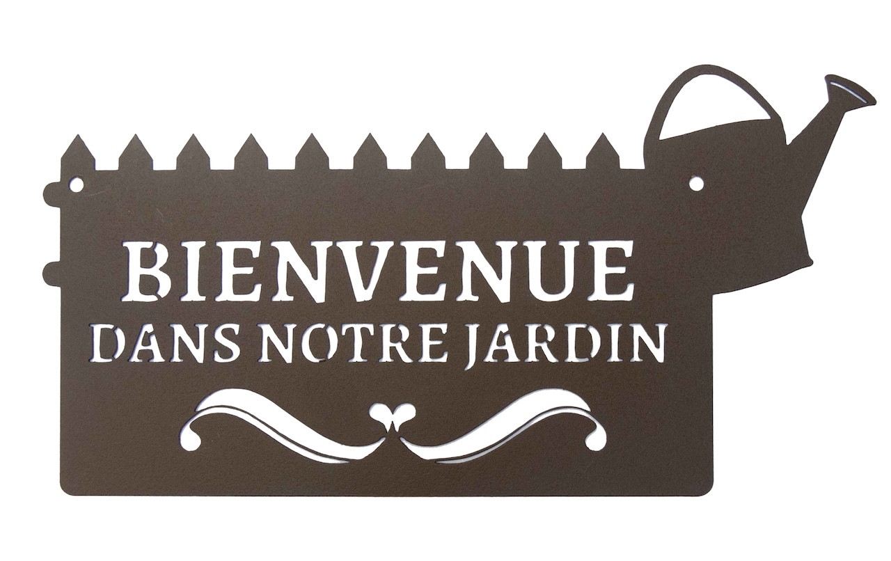 Pancarte décorative en métal "Bienvenue" - 31x16,5cm - fer vieilli