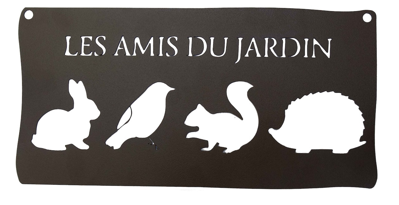 Pancarte décorative en métal "Les amis du jardin" - 25,5x12,5cm - fer vieilli