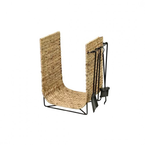 Rangement bûche en forme de U avec serviteur - modèle CORAIL - marron - Dixneuf