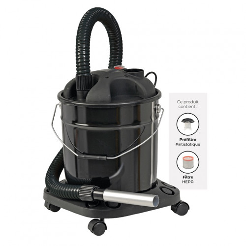 Aspirateur à cendres 18L - modèle Cendr'Express - noir - 1200W - Made in Italy - Dixneuf