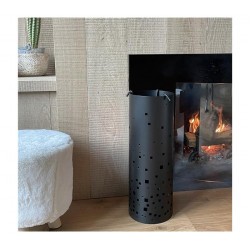 Serviteur de cheminée noir avec 3 accessoires inclus - modèle EPHEMERE - diamètre 16 cm - acier - Dixneuf