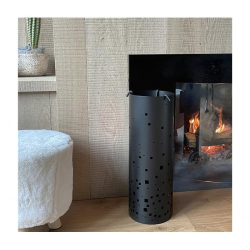 Serviteur de cheminée noir avec 3 accessoires inclus - modèle EPHEMERE - diamètre 16 cm - acier - Dixneuf