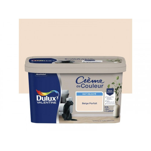 Peinture beige parfait mur, boiserie Creme de couleur DULUX VALENTINE mat 2.5 l - DULUX VALENTINE