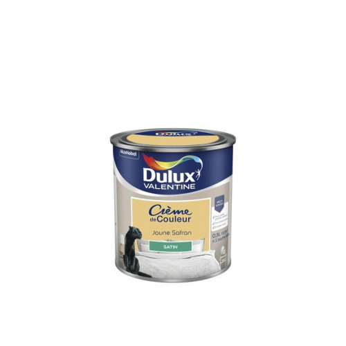 Peinture mur, boiserie Creme de couleur DULUX VALENTINE jaune safran satin 0.5 l - DULUX VALENTINE