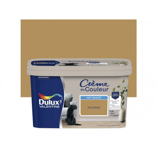 Peinture ocre dore mur, boiserie Creme de couleur DULUX VALENTINE mat 2.5 l - DULUX VALENTINE