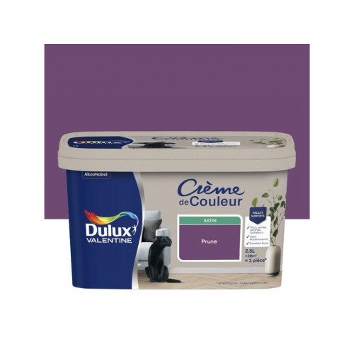 Peinture prune mur, boiserie Creme de couleur DULUX VALENTINE satine 2.5 l - DULUX VALENTINE