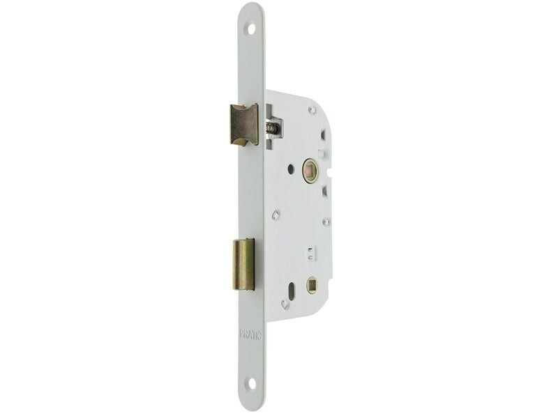 Serrure à mortaiser bec de cane à condamnation pour porte de salle de bains ou toilettes axe 50 mm carré de 7 coloris . Bouts ronds. - vue 2