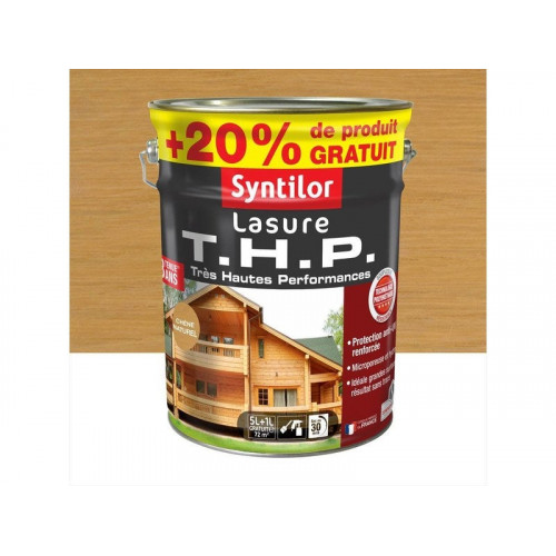 Lasure SYNTILOR Thp 8 ans chêne naturel satiné 5L+20% gratuit - SYNTILOR